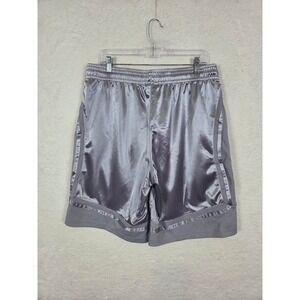 Vtg AND1 Mens Basketball Shorts Silver L Dazzle Shiny Silky Baggy Gym Y2K 34x10